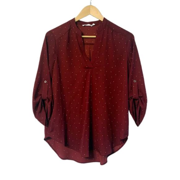 LUSH Warren Split Neck Polka Dot 3/4 Sleeve Blouse | S - Picture 2 of 7